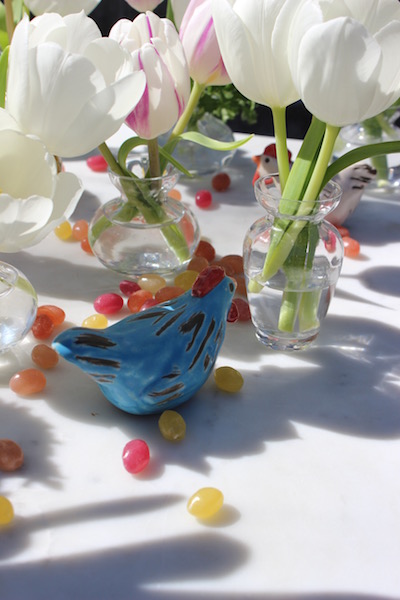 Easter Tulip and Jelly Bean Table Decoration | DeliciousPerspective.com